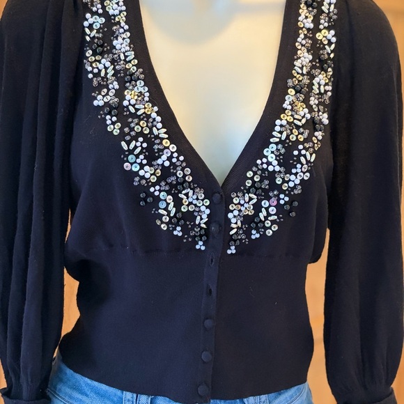 VINTAGE GUESS Black CARDIGAN with Beautiful Embellishments. - Picture 1 of 7